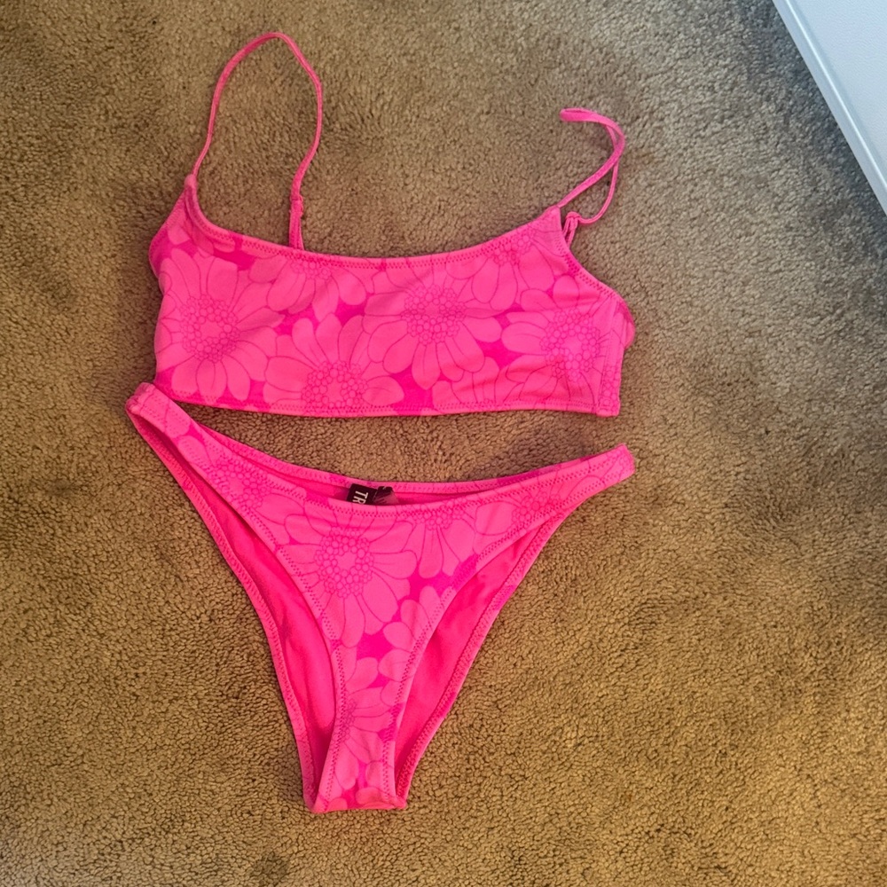 Pink Floral Triangl Bikini Set